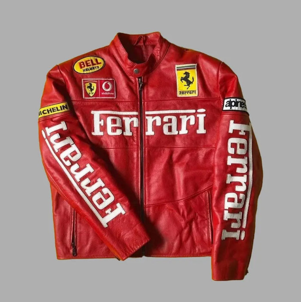 Ferrari Red Leather Racing Jacket – Iconic F1 Streetwear by Mercy Wear - Prime Fitz