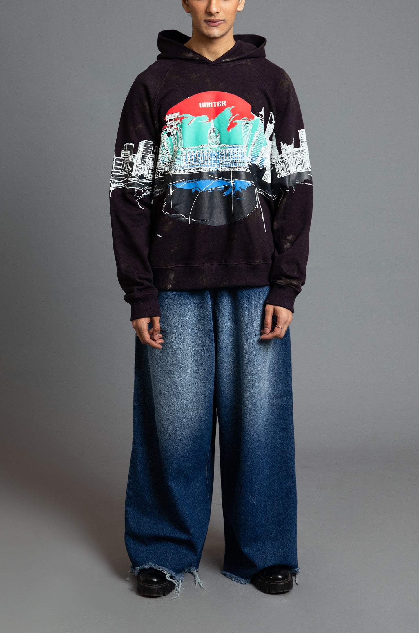 Royal Enfield Hunter 350 x HUEMN Hoodie (Dark Purple)