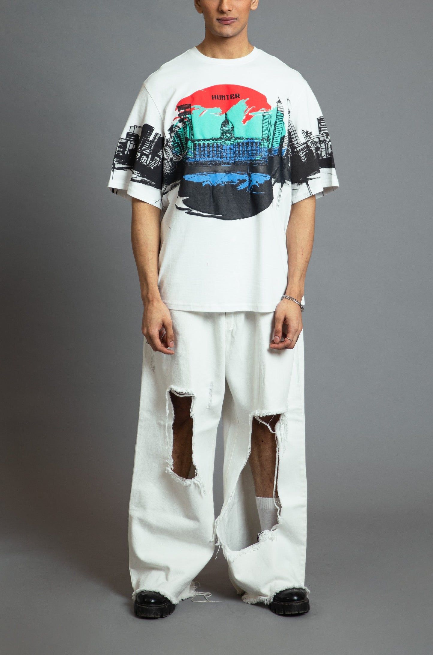 Royal Enfield Hunter 350 x HUEMN T-shirt (White)