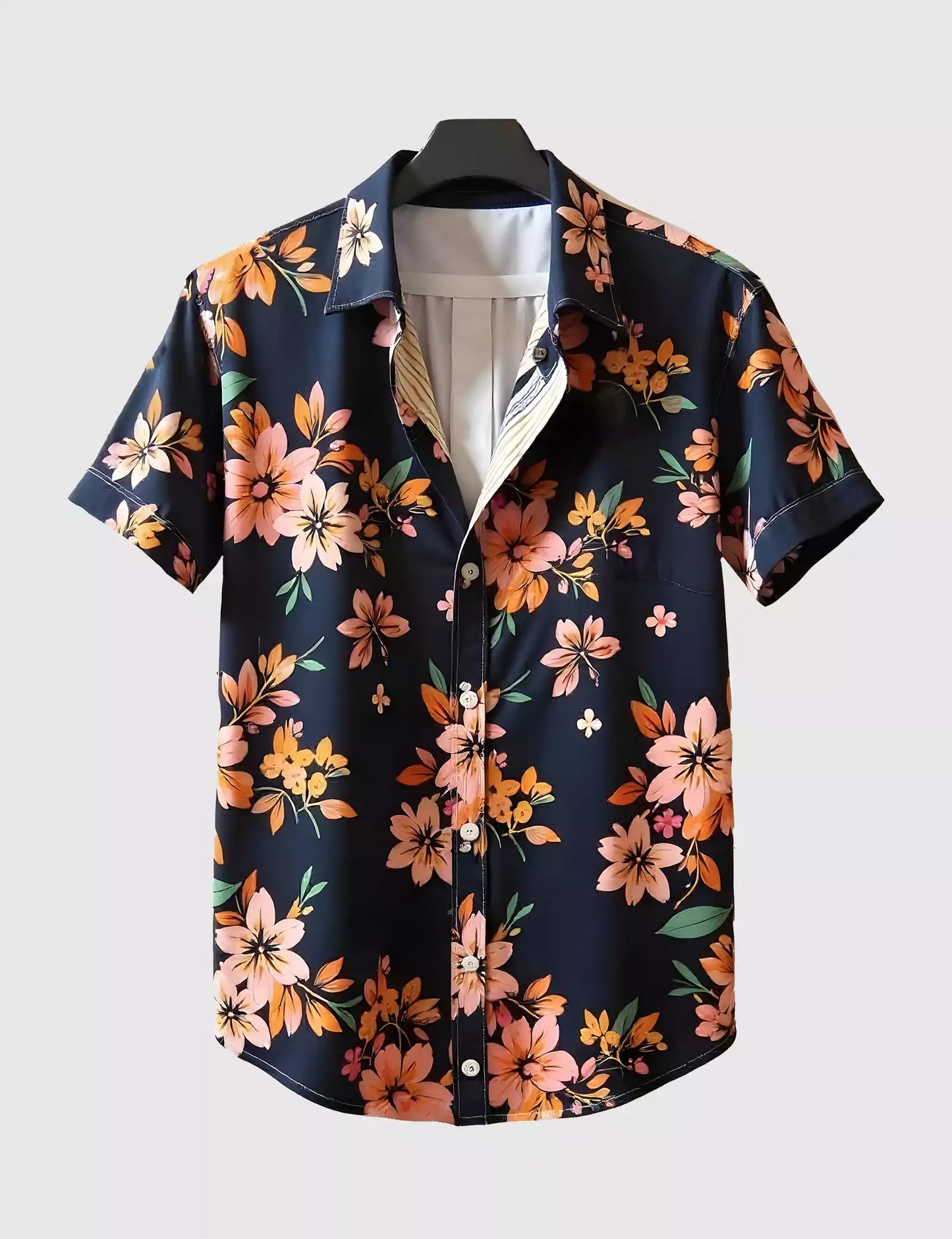 Navy Floral Printed Men's Shirt Half Sleeves Exclusive Summer Edition - Prime Fitz