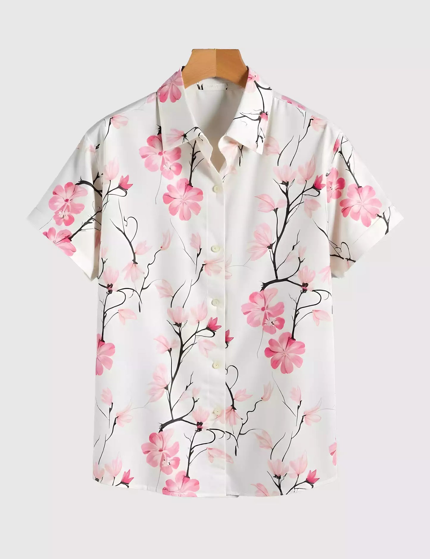 Pink Flower Printed Men's Shirt Half Sleeves Exclusive Summer Edition - Prime Fitz