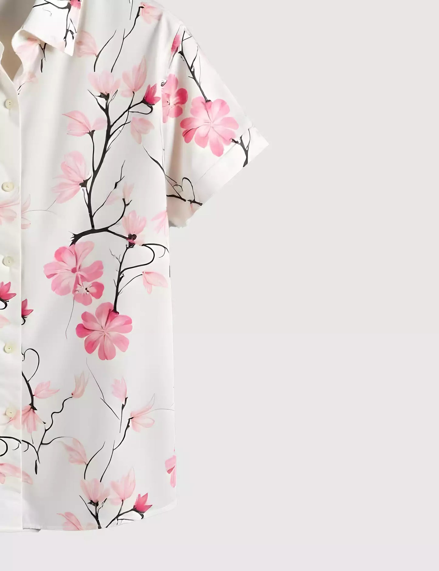 Pink Flower Printed Men's Shirt Half Sleeves Exclusive Summer Edition - Prime Fitz