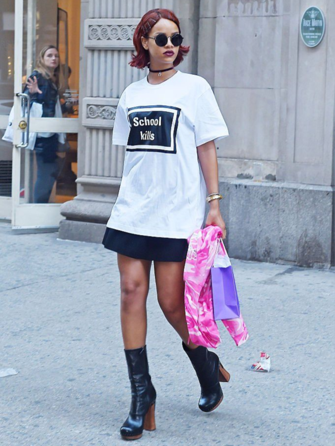 "School Kills" iconic oversized tee ft. Rihaana - Prime Fitz