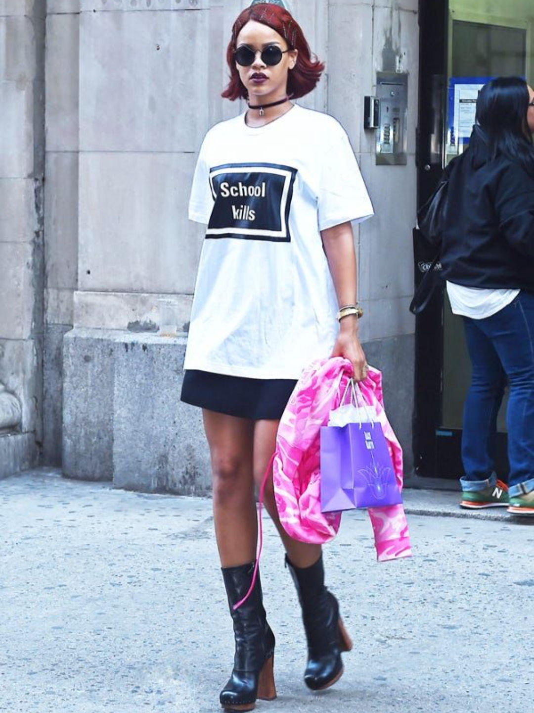 "School Kills" iconic oversized tee ft. Rihaana - Prime Fitz