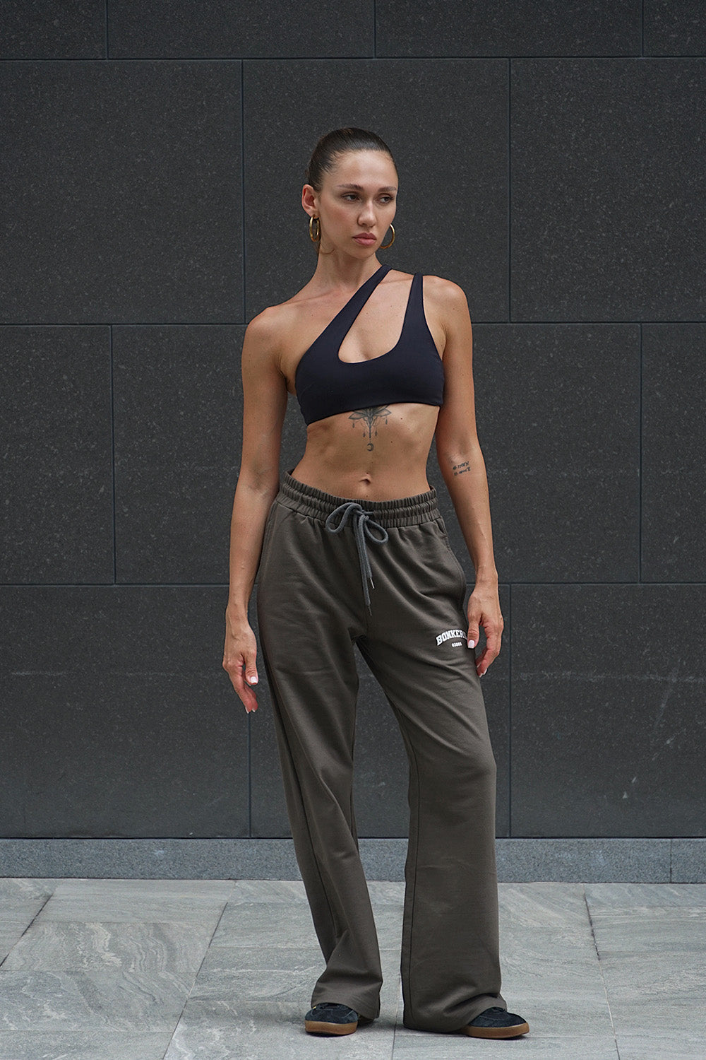 Shadow Olive Wide-Leg Sweatpants
