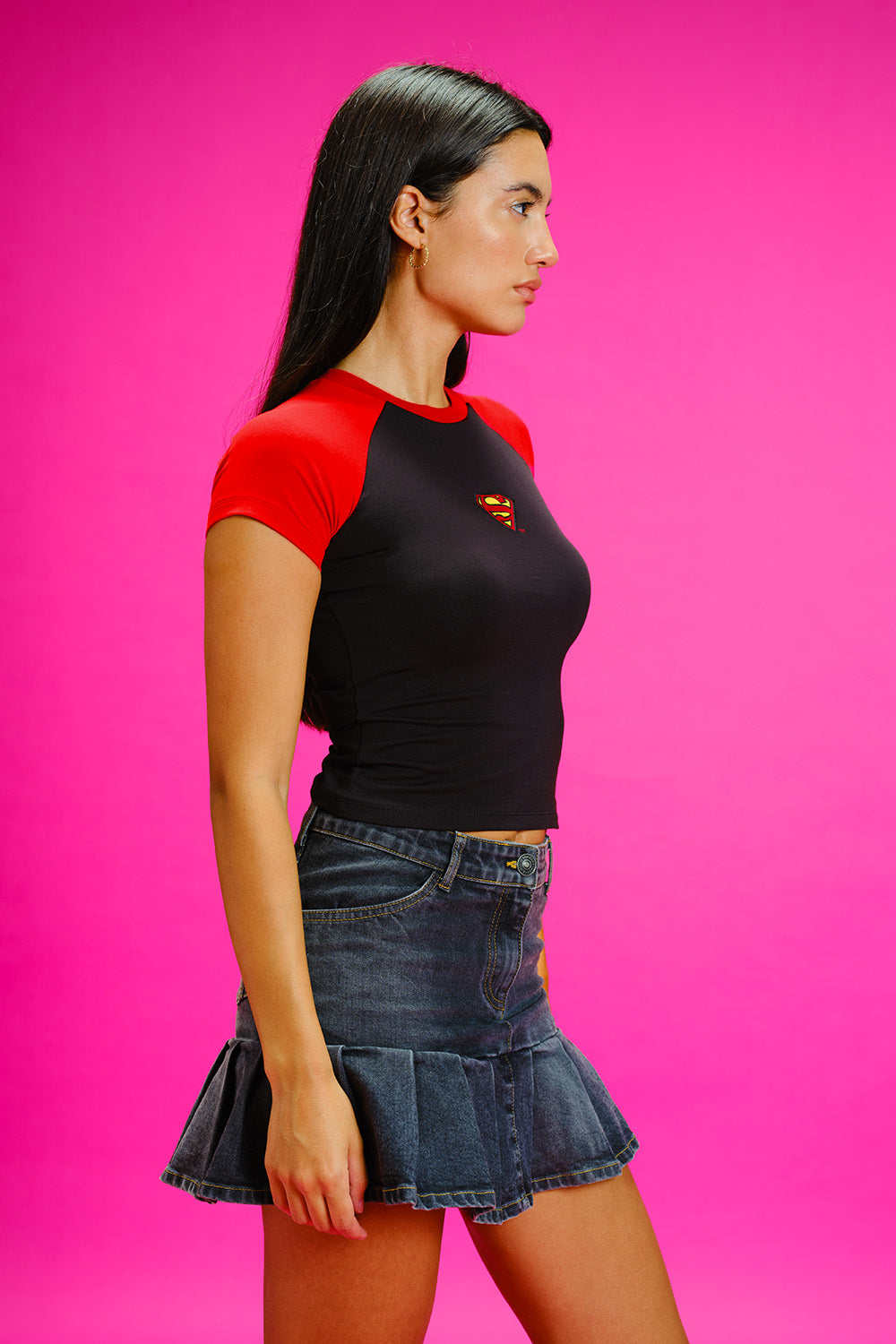 Superman Raglan Sleeves Baby Tee