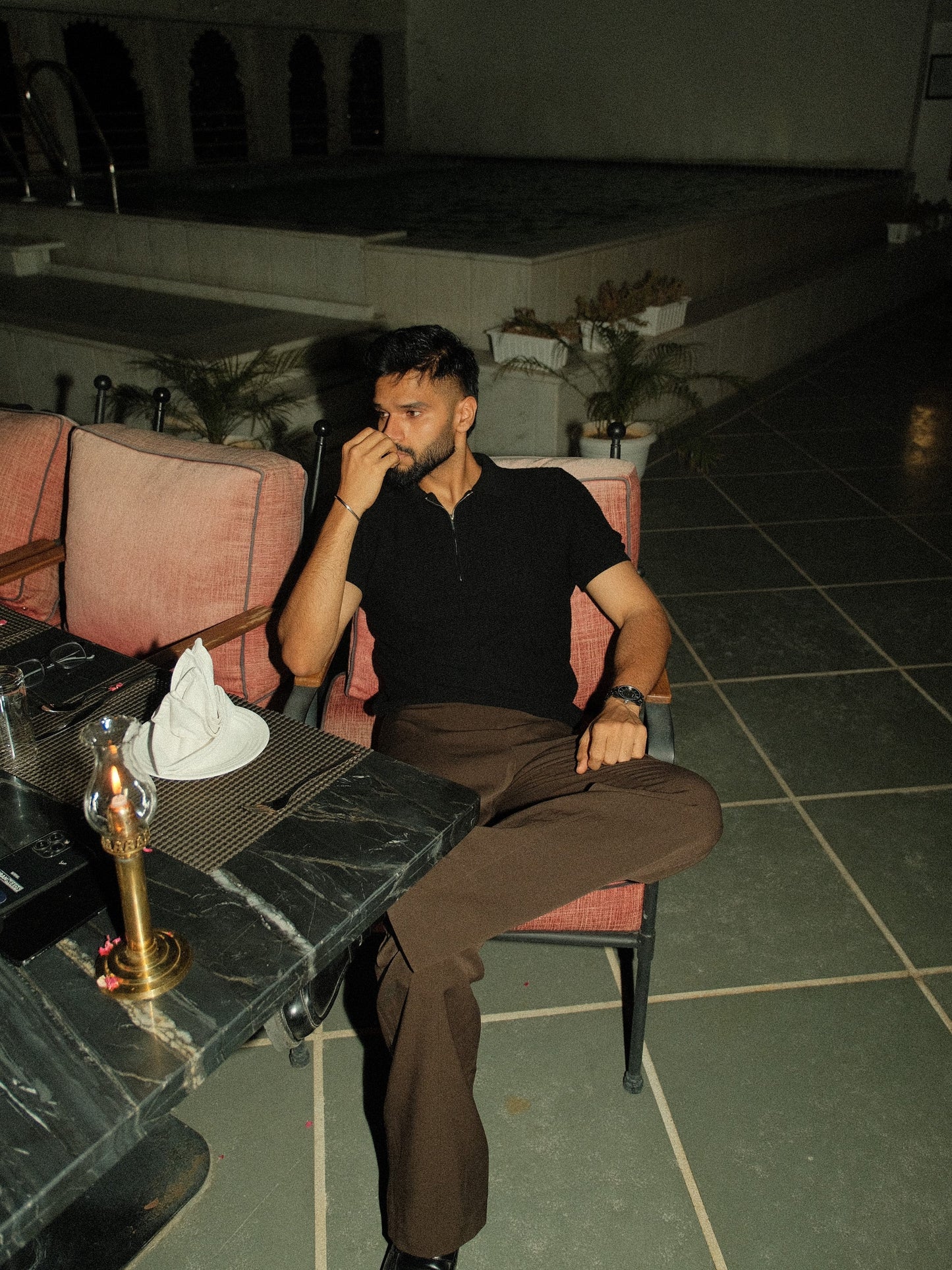 Old Money Wave Knit Polo - Black Money