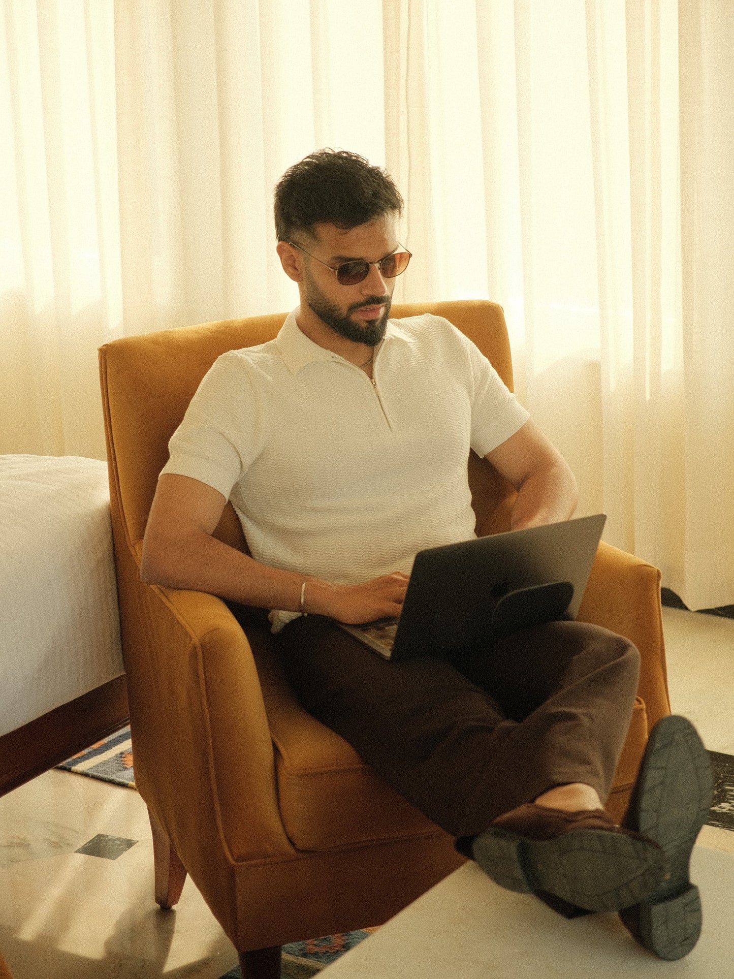 Old Money Wave Knit Polo - White Money