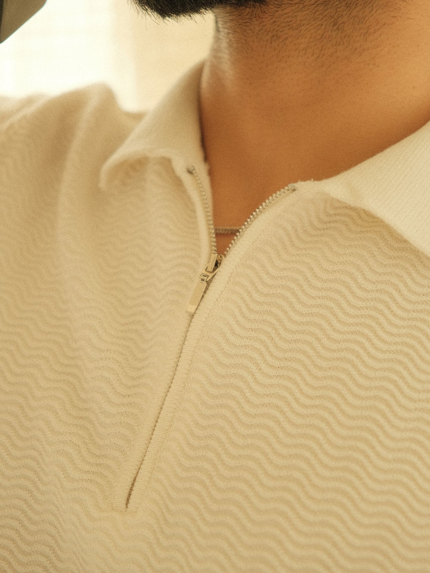 Old Money Wave Knit Polo - White Money
