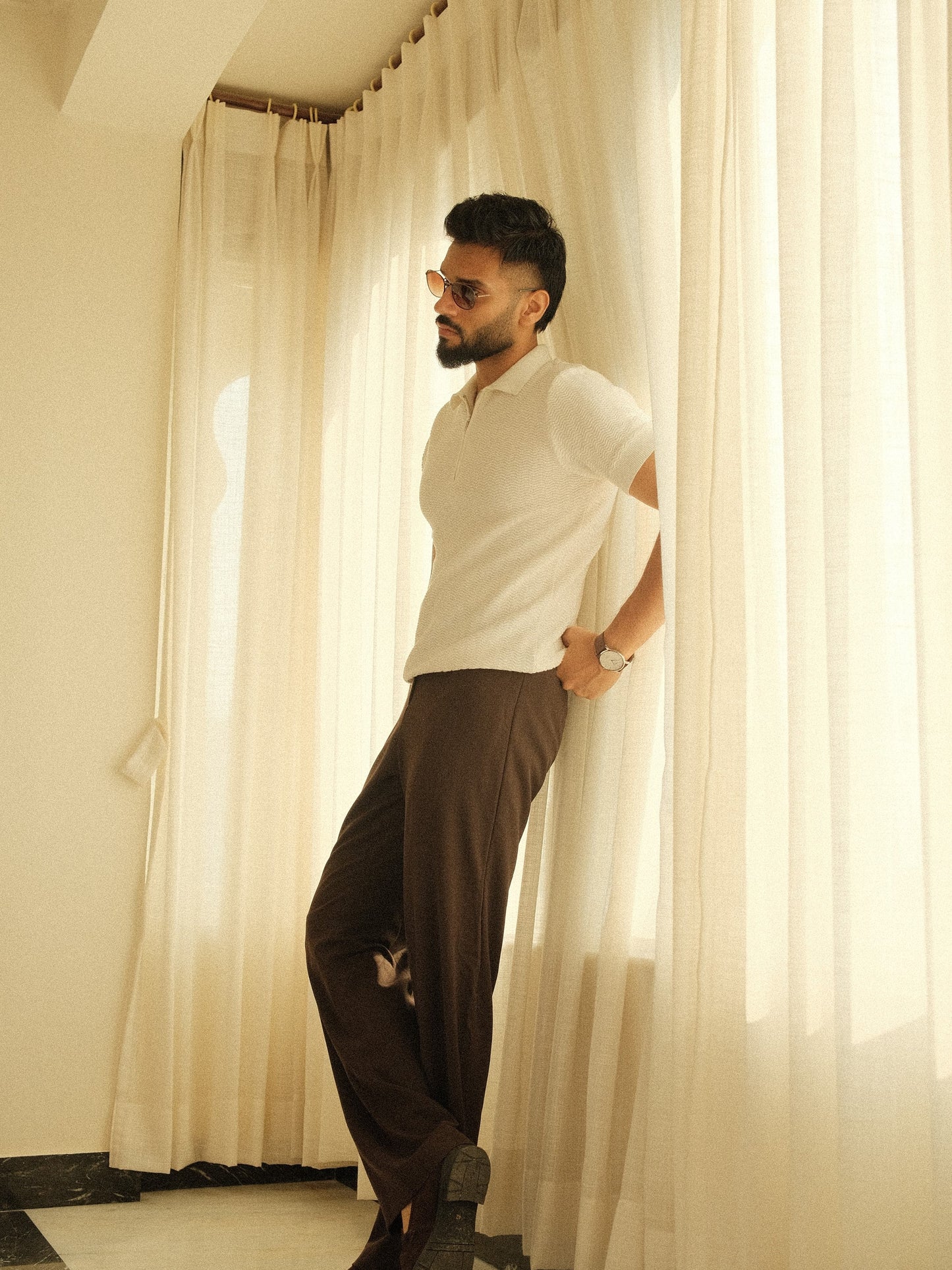 Old Money Wave Knit Polo - White Money