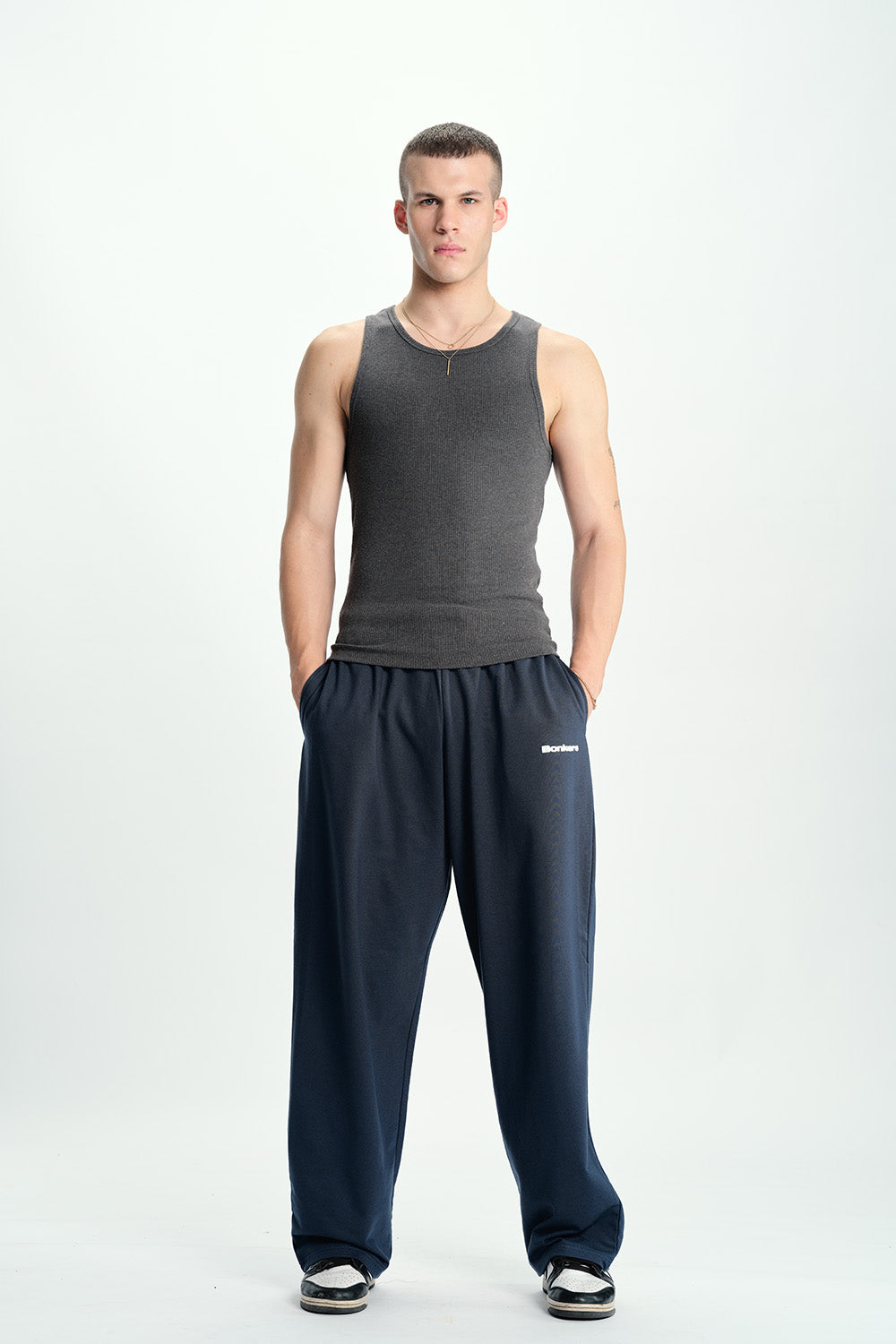 Blue Static Loose Fit Joggers
