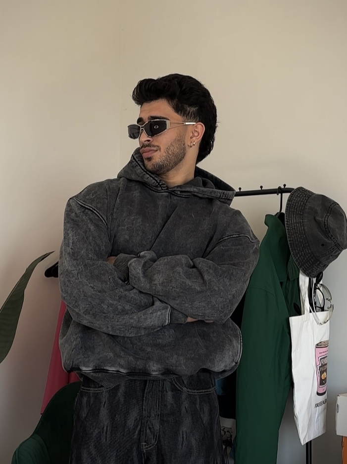 Acid wash black Hoodie