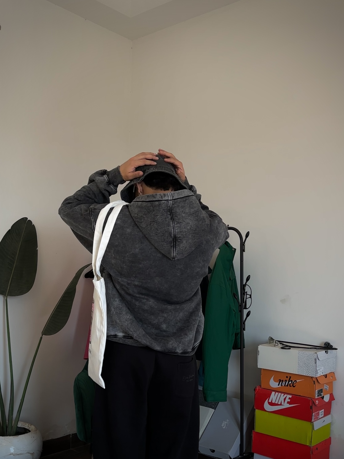 Acid wash black Hoodie