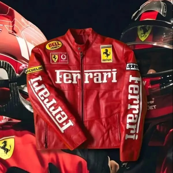 Ferrari Red Leather Racing Jacket β Iconic F1 Streetwear | Mercy Wear - Prime Fitz