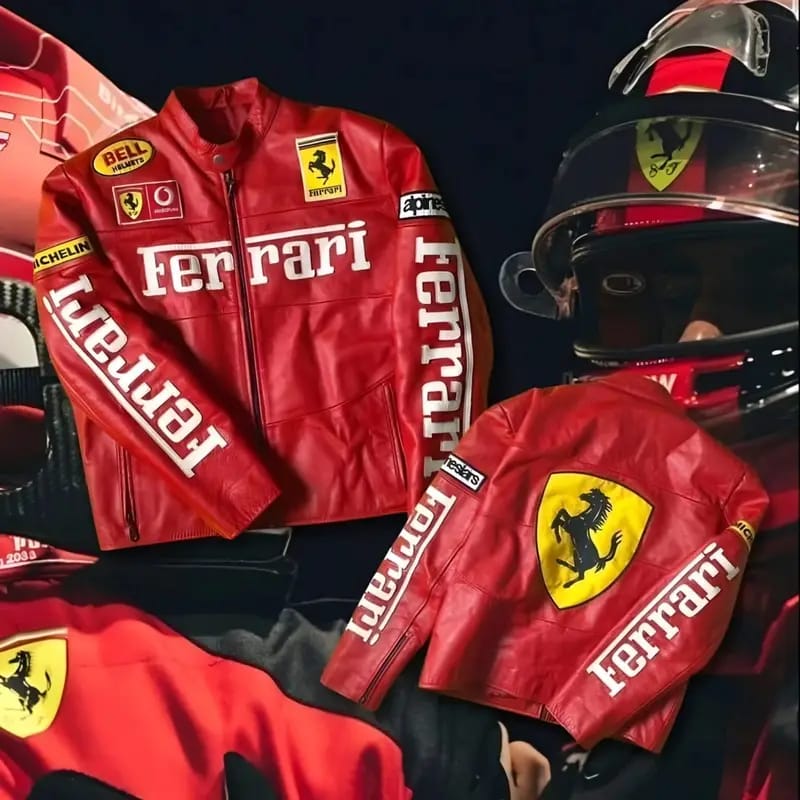 Ferrari Red Leather Racing Jacket β Iconic F1 Streetwear | Mercy Wear - Prime Fitz