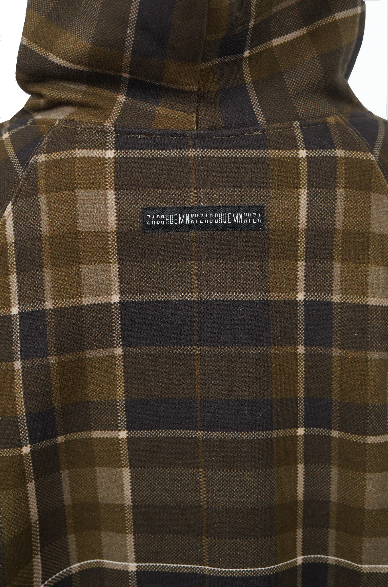 Oversized unisex hoodie in madras checks pattern (Brown)