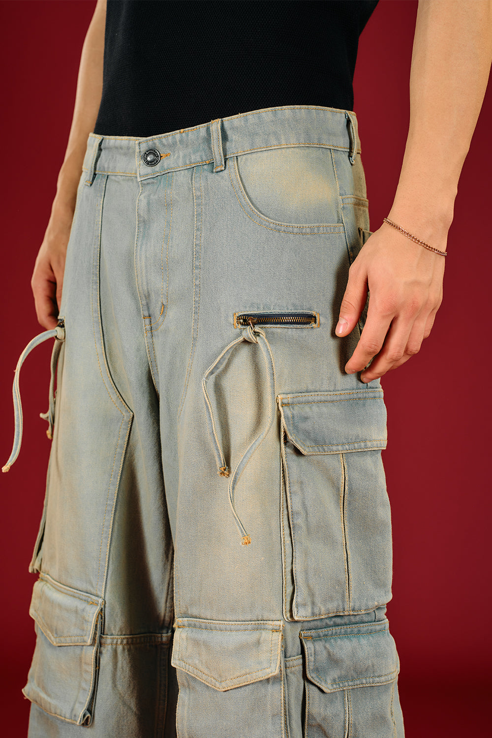 Yellowish Blue Denim Cargo