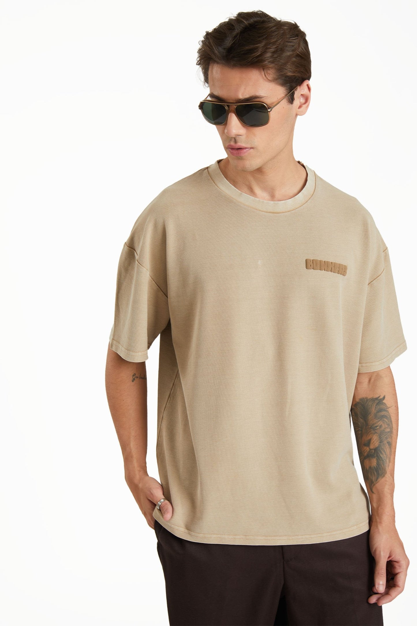 Beige Heavyweight Pique Oversized T-shirt