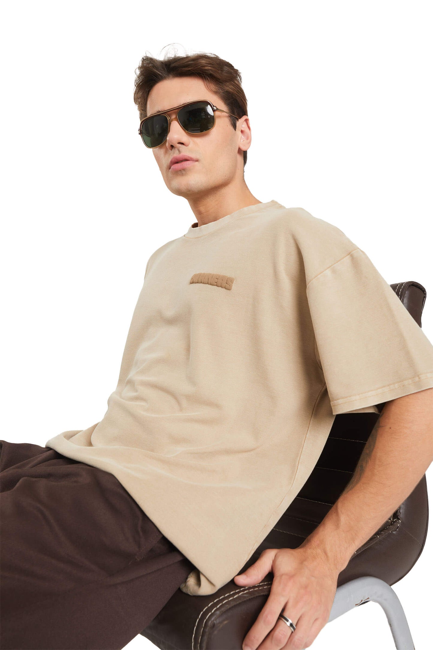 Beige Heavyweight Pique Oversized T-shirt