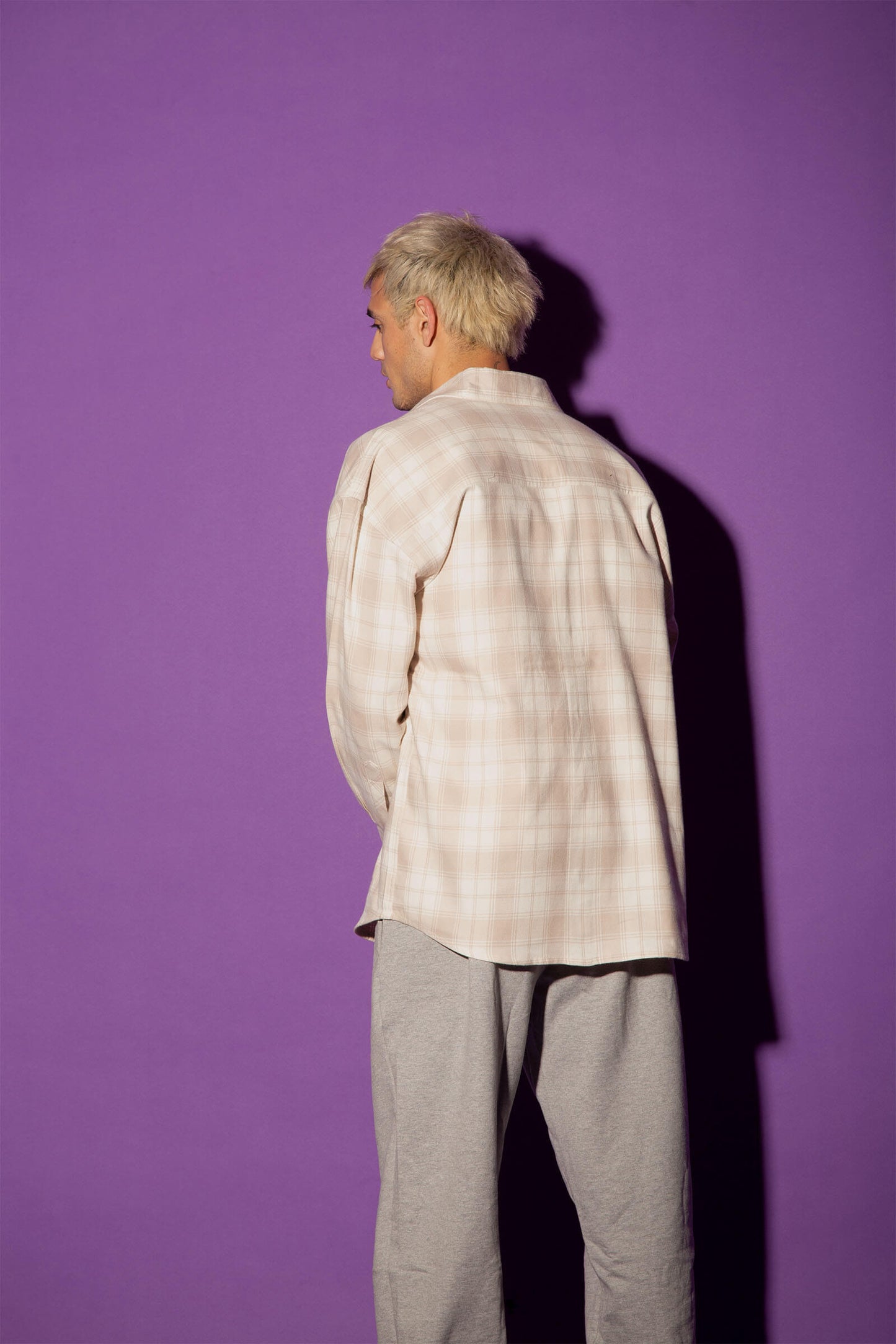 Beige Plaid Flannel Oversized Shirt