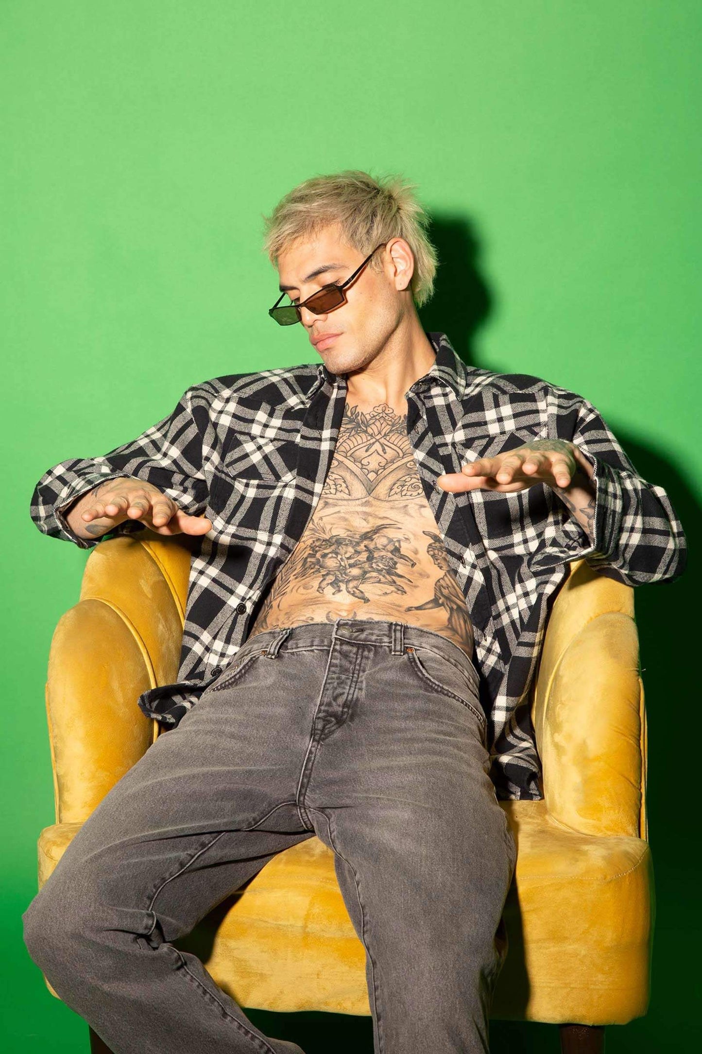 Black & White Checkered Plaid Oversized Shirt