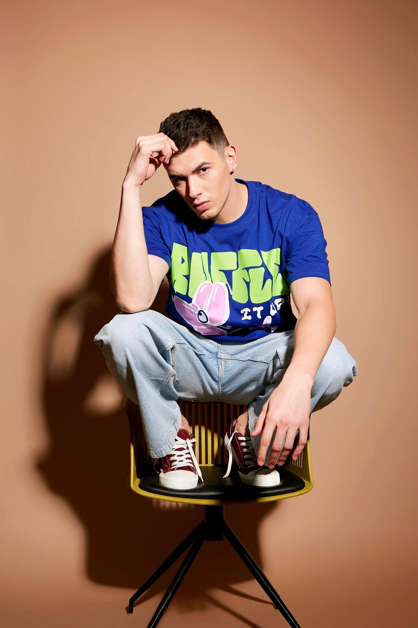 Blue Ruffle It Up Oversized T-shirt