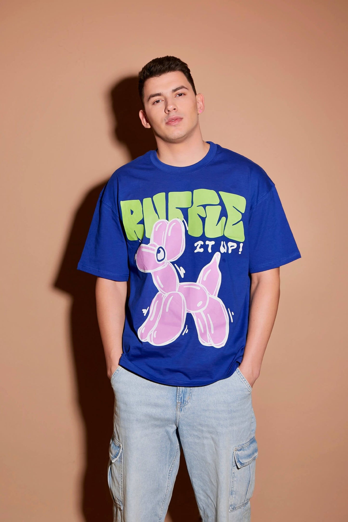 Blue Ruffle It Up Oversized T-shirt