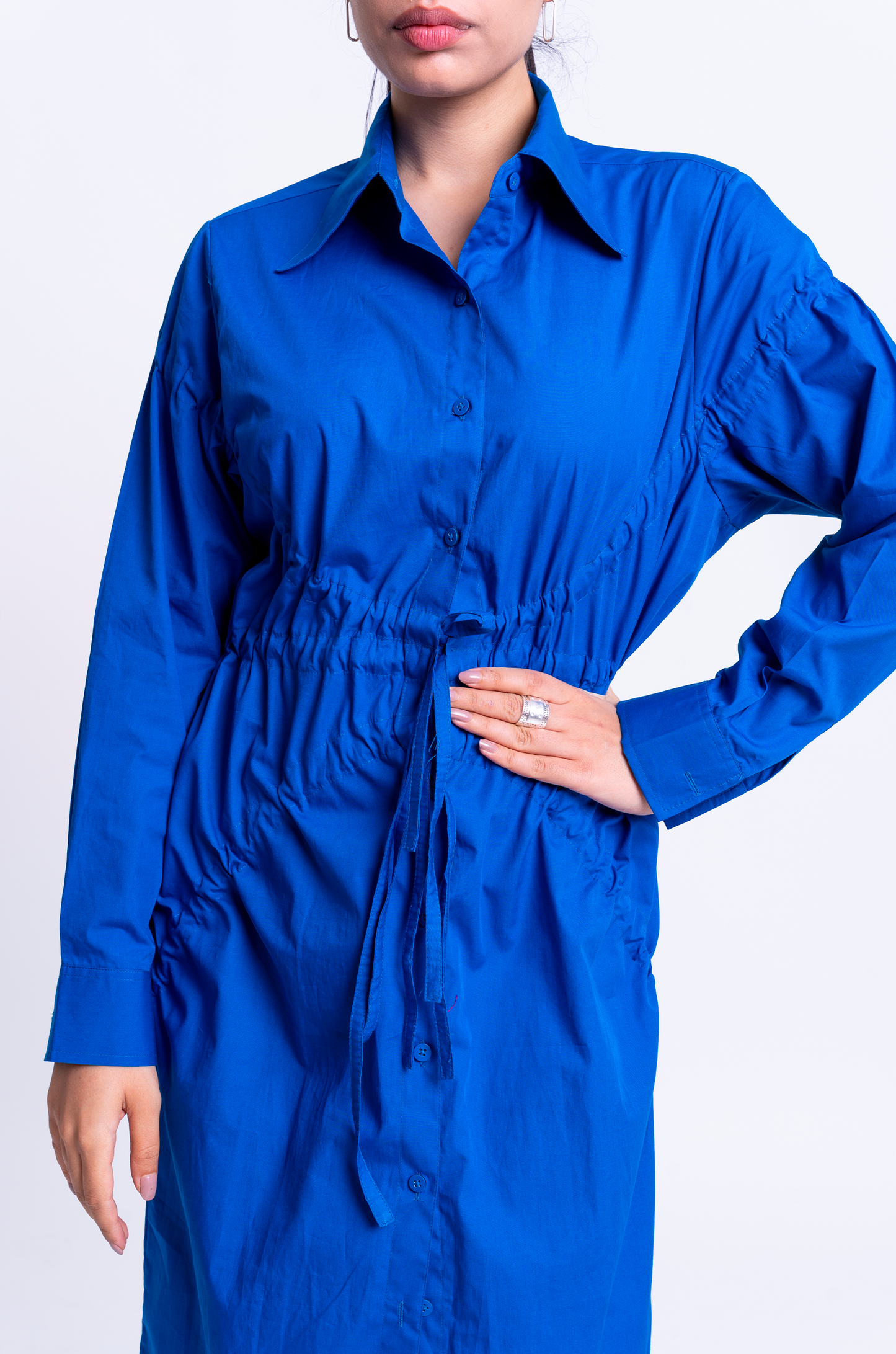 Drawstring Dress (Blue)