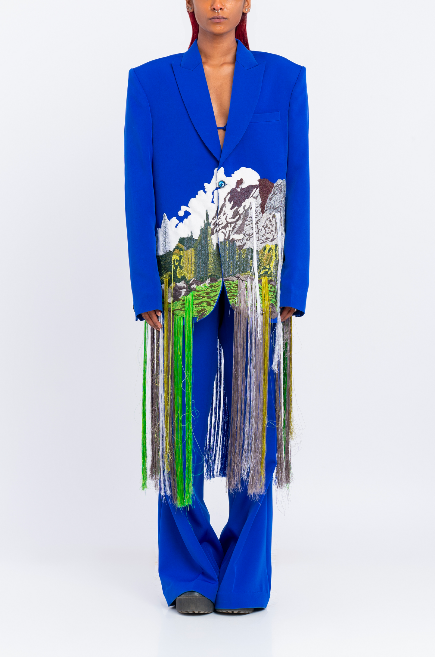 Handcrafted 'Mountains' Blazer (Blue)