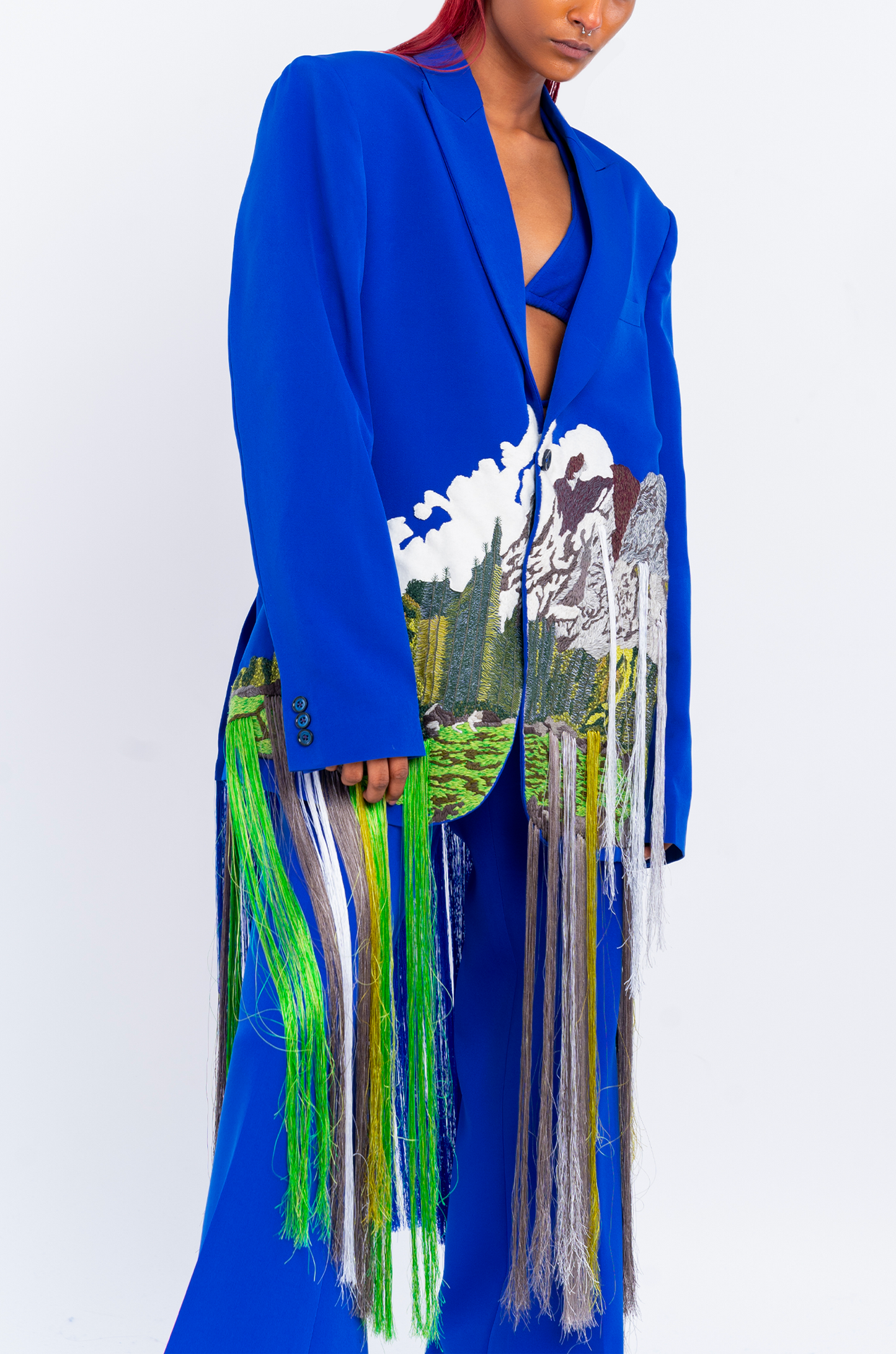 Handcrafted 'Mountains' Blazer (Blue)