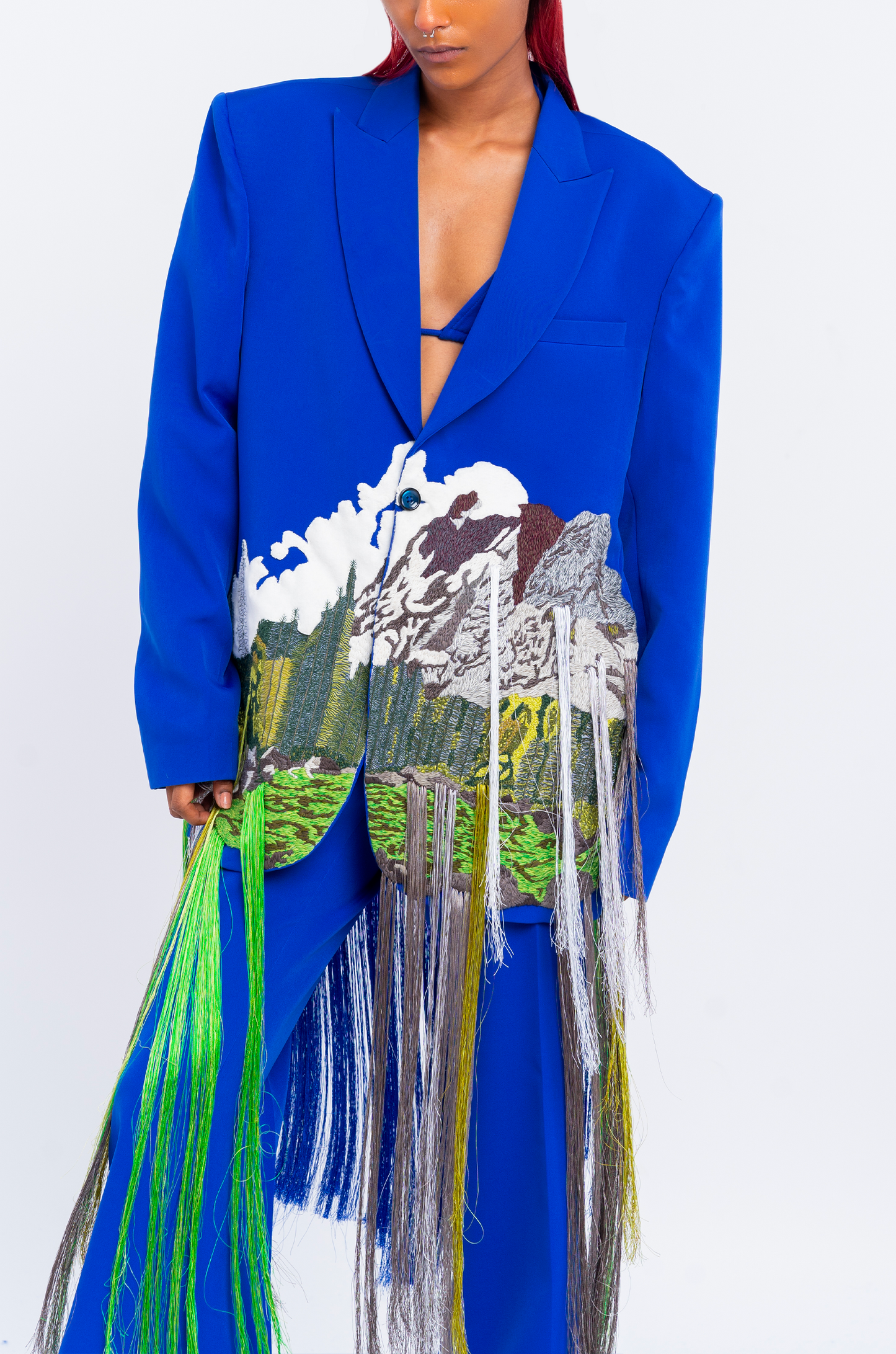 Handcrafted 'Mountains' Blazer (Blue)
