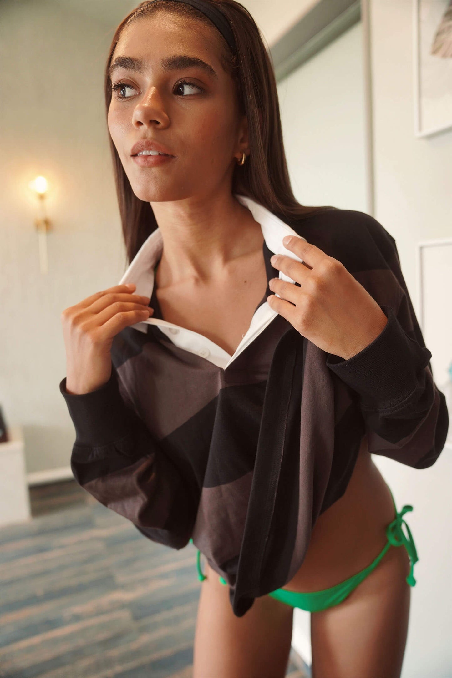 Coco Striped Collared Full Sleeves T-shirt