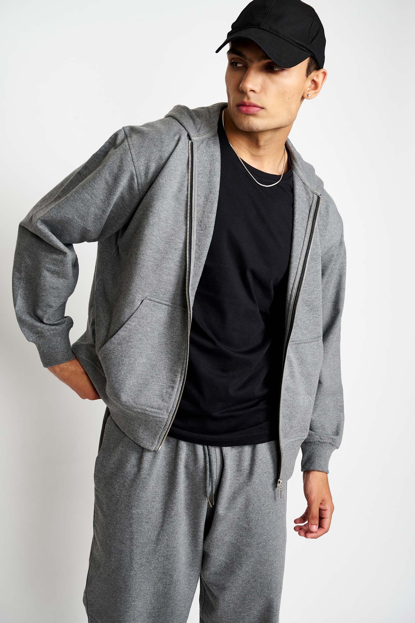 Dark Grey Melange Zipper