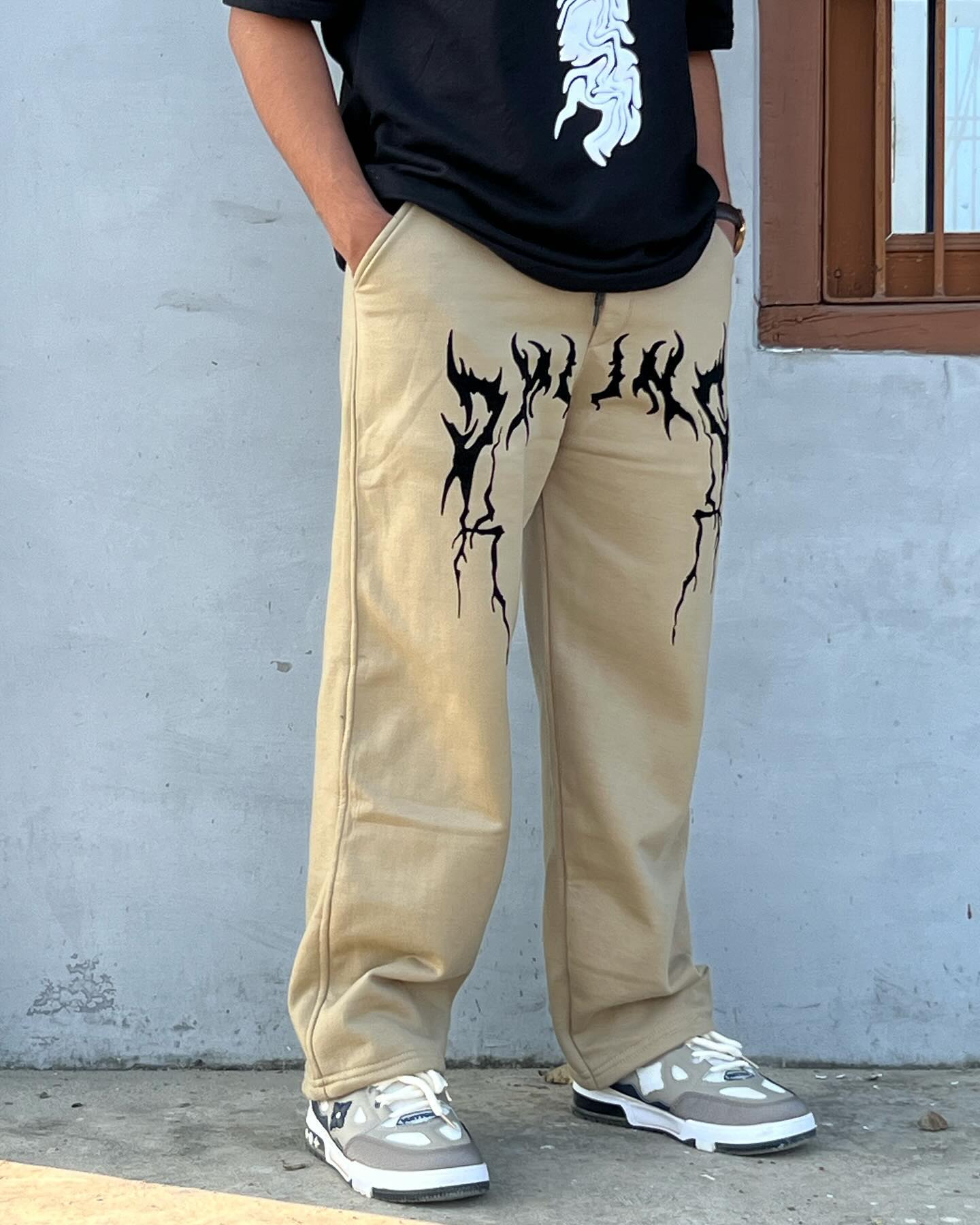 Y2K Khaki Low Rise Baggy Pants | Vintage Grunge Style for Men - Prime Fitz