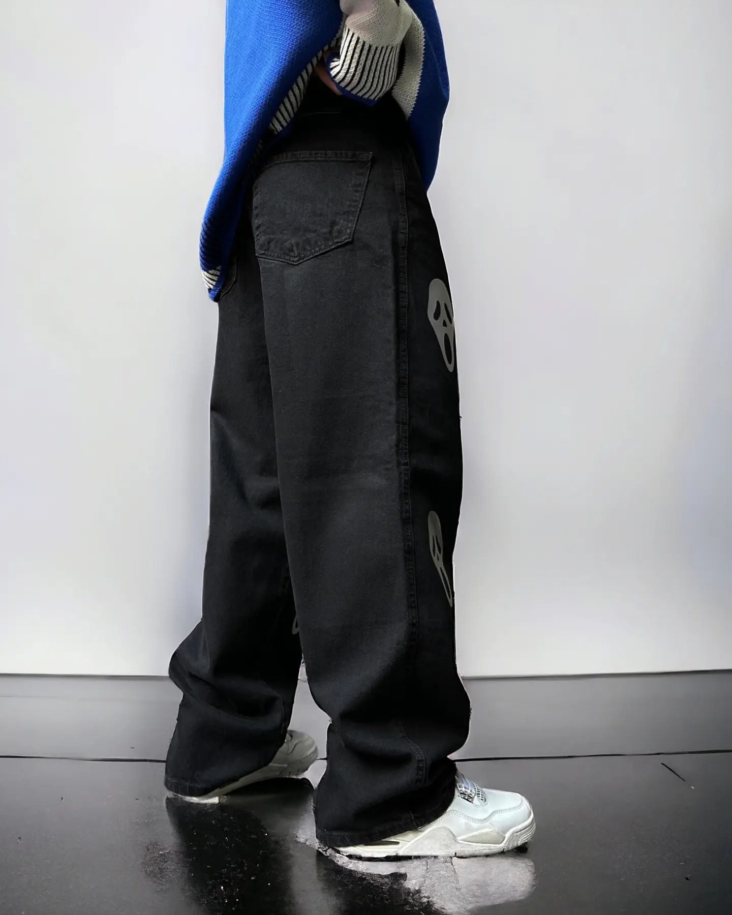 Skull Printed Baggy Jeans | Edgy Streetwear Aesthetic - Prime Fitz