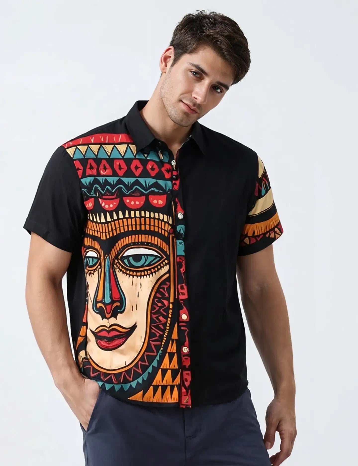 Half Face Printed Men's Shirt Half Sleeves Exclusive Summer Edition - Prime Fitz