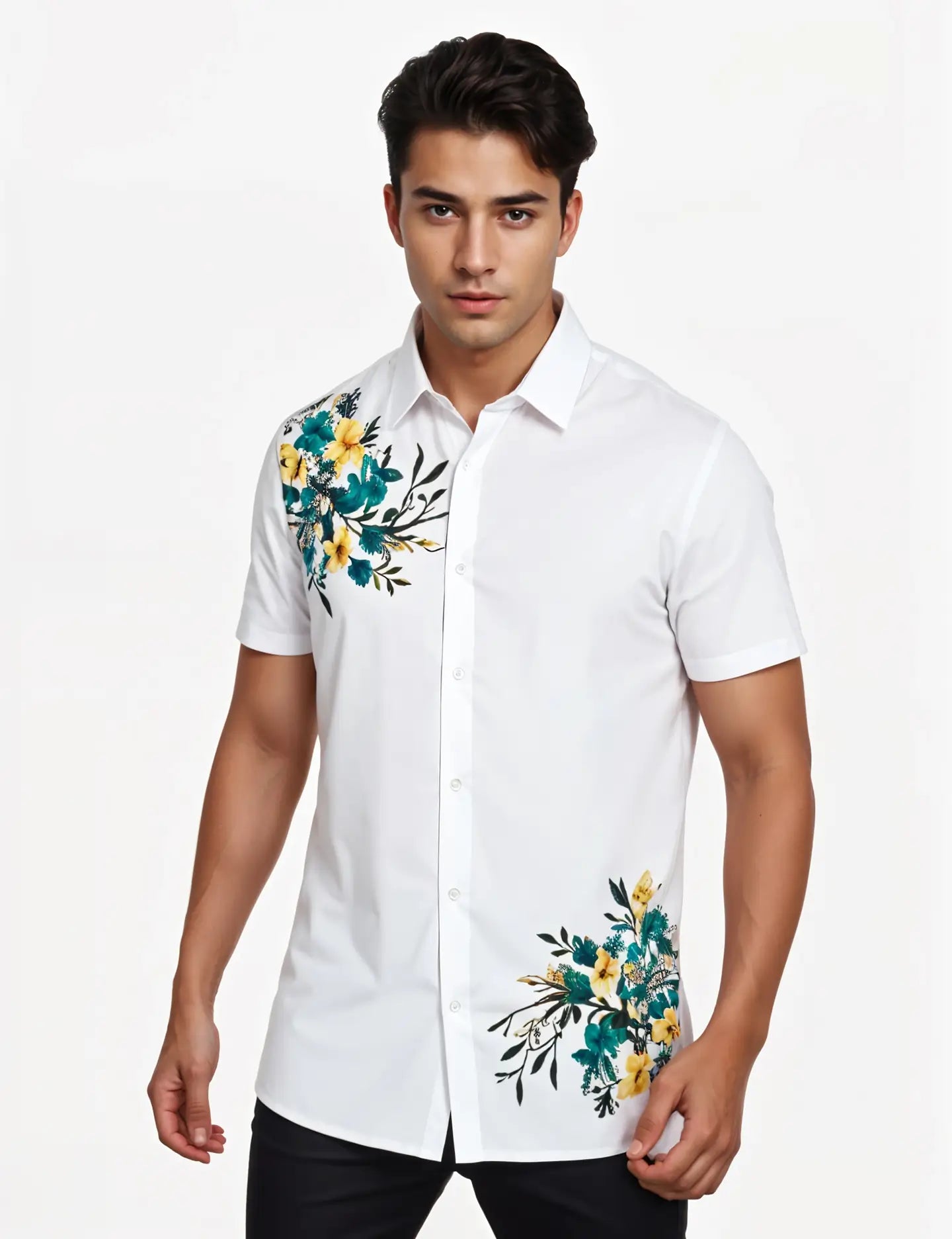 Flower on Corner Men's Shirt Half Sleeves Exclusive Summer Edition - Prime Fitz