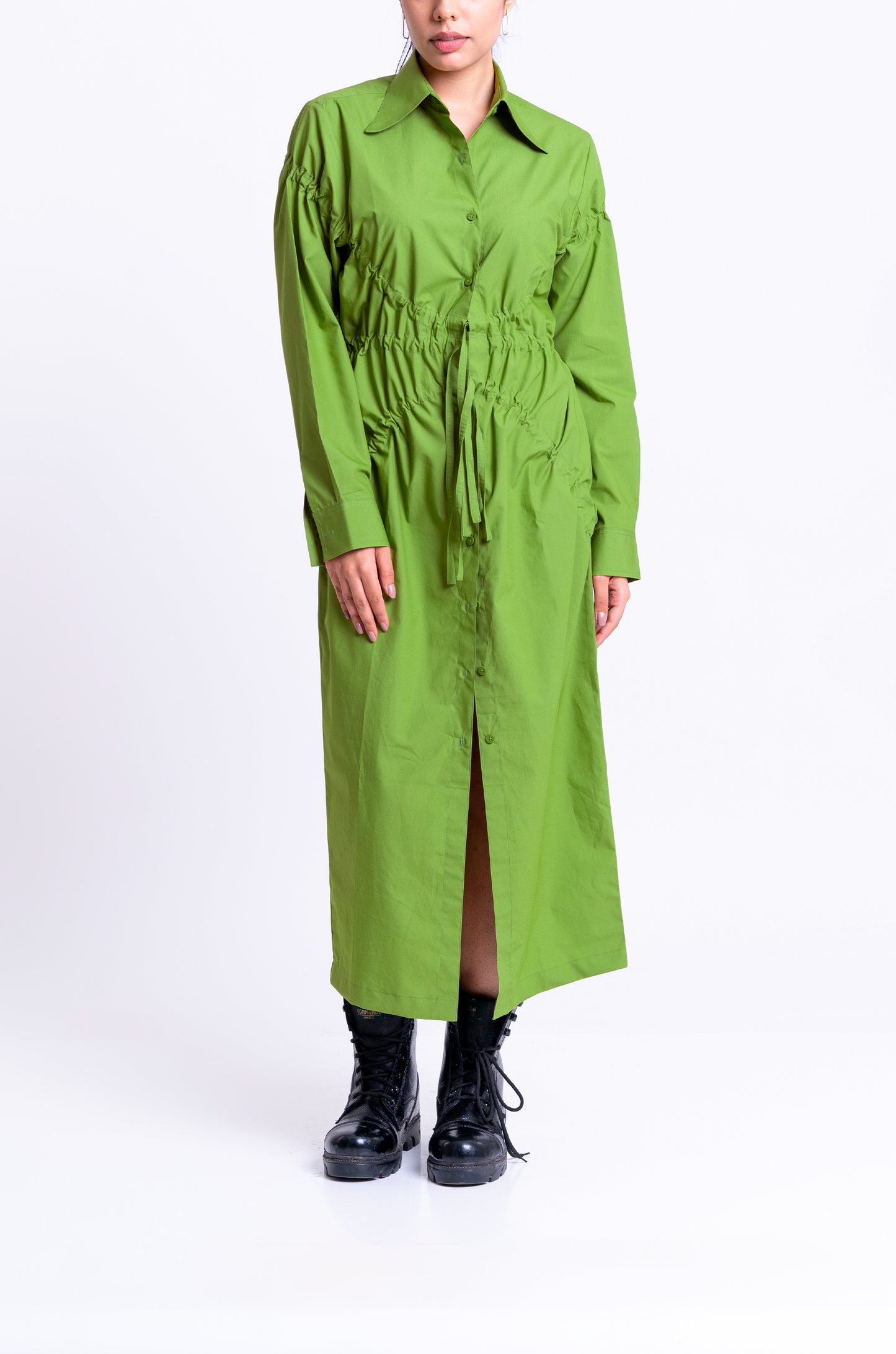 Drawstring Dress (Olive)