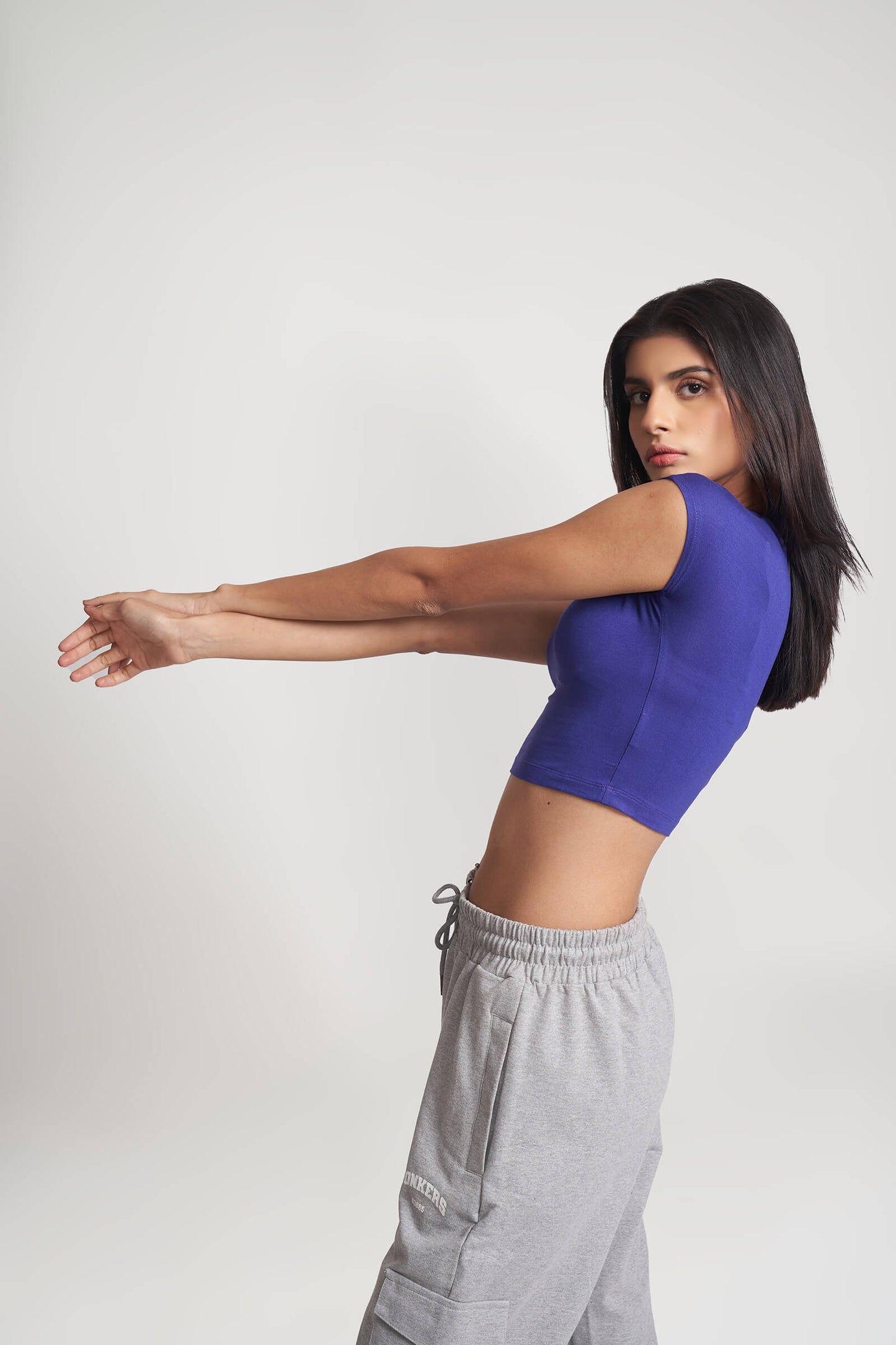 Grey Melange Cargo Pants