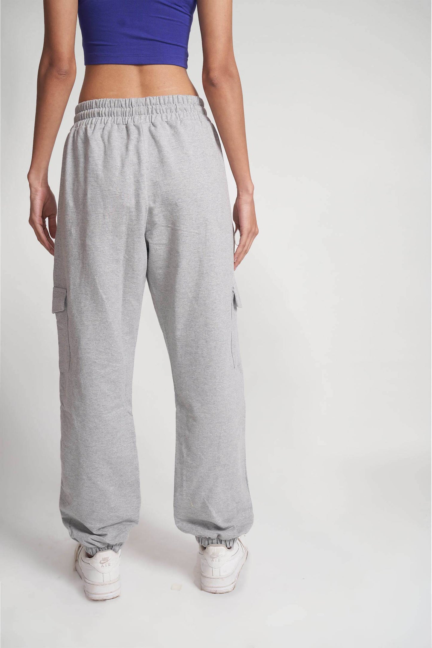 Grey Melange Cargo Pants
