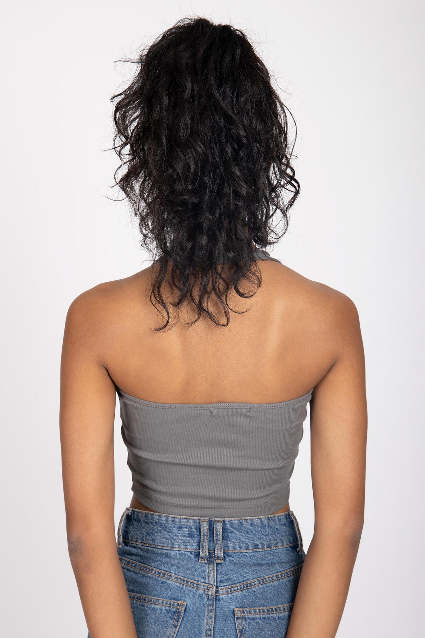 Grey Ribbed Halterneck