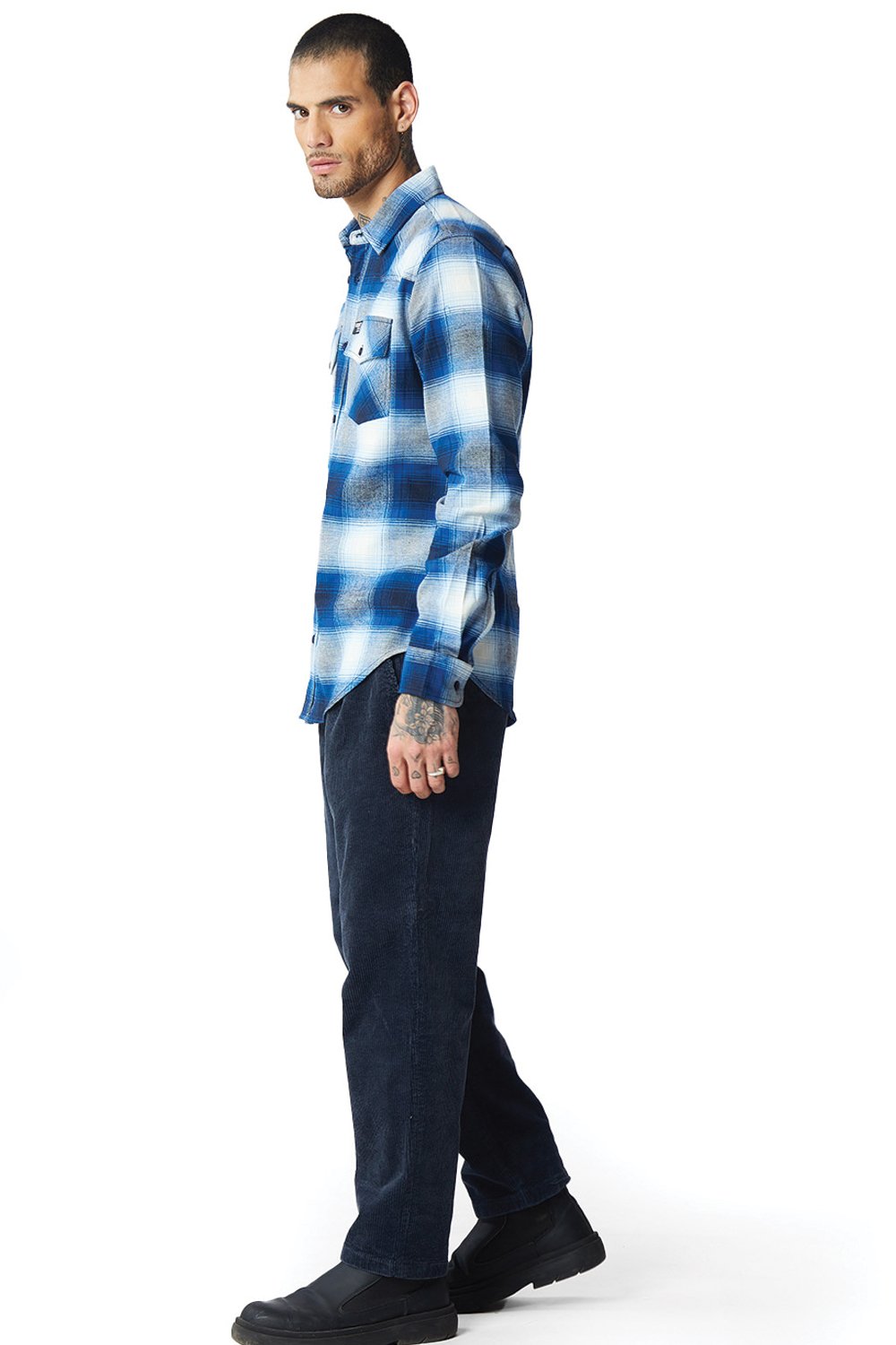 Hues of Blue Plaid Regular Fit Shirt