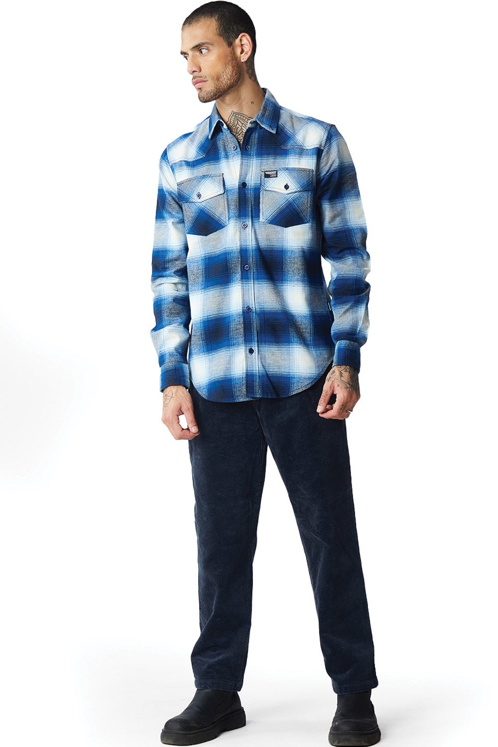 Hues of Blue Plaid Regular Fit Shirt