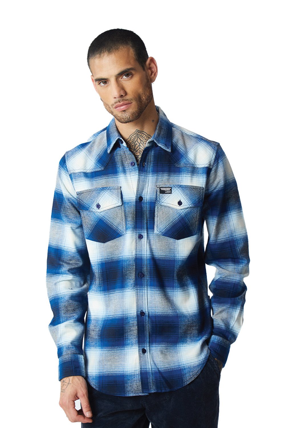 Hues of Blue Plaid Regular Fit Shirt