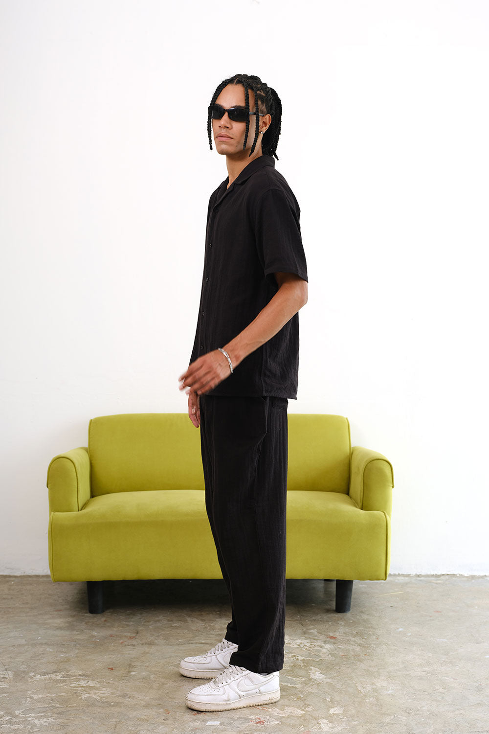Jet Black Cotton Organic Gauze Pants