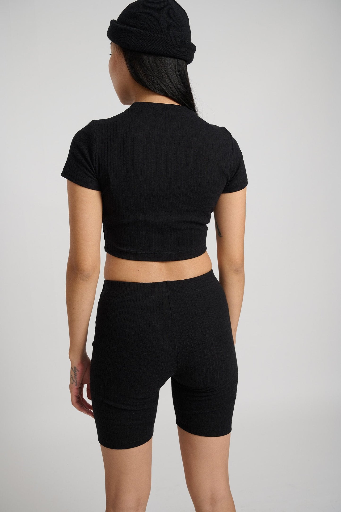 Jet Black Ribbed Crop Top