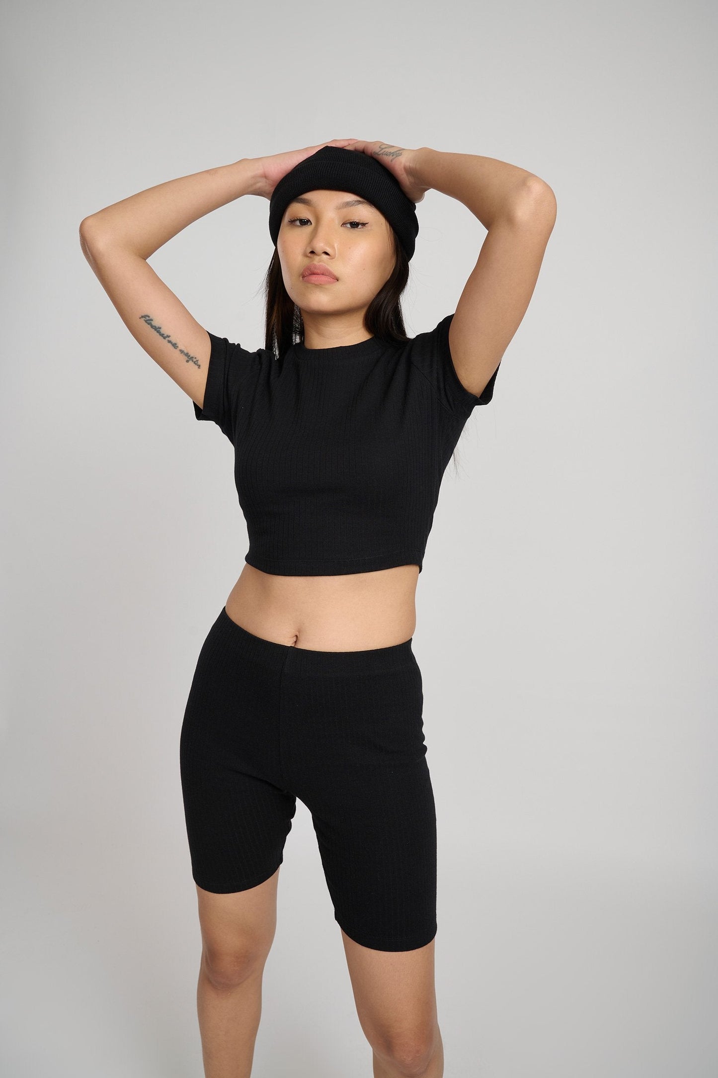 Jet Black Ribbed Crop Top