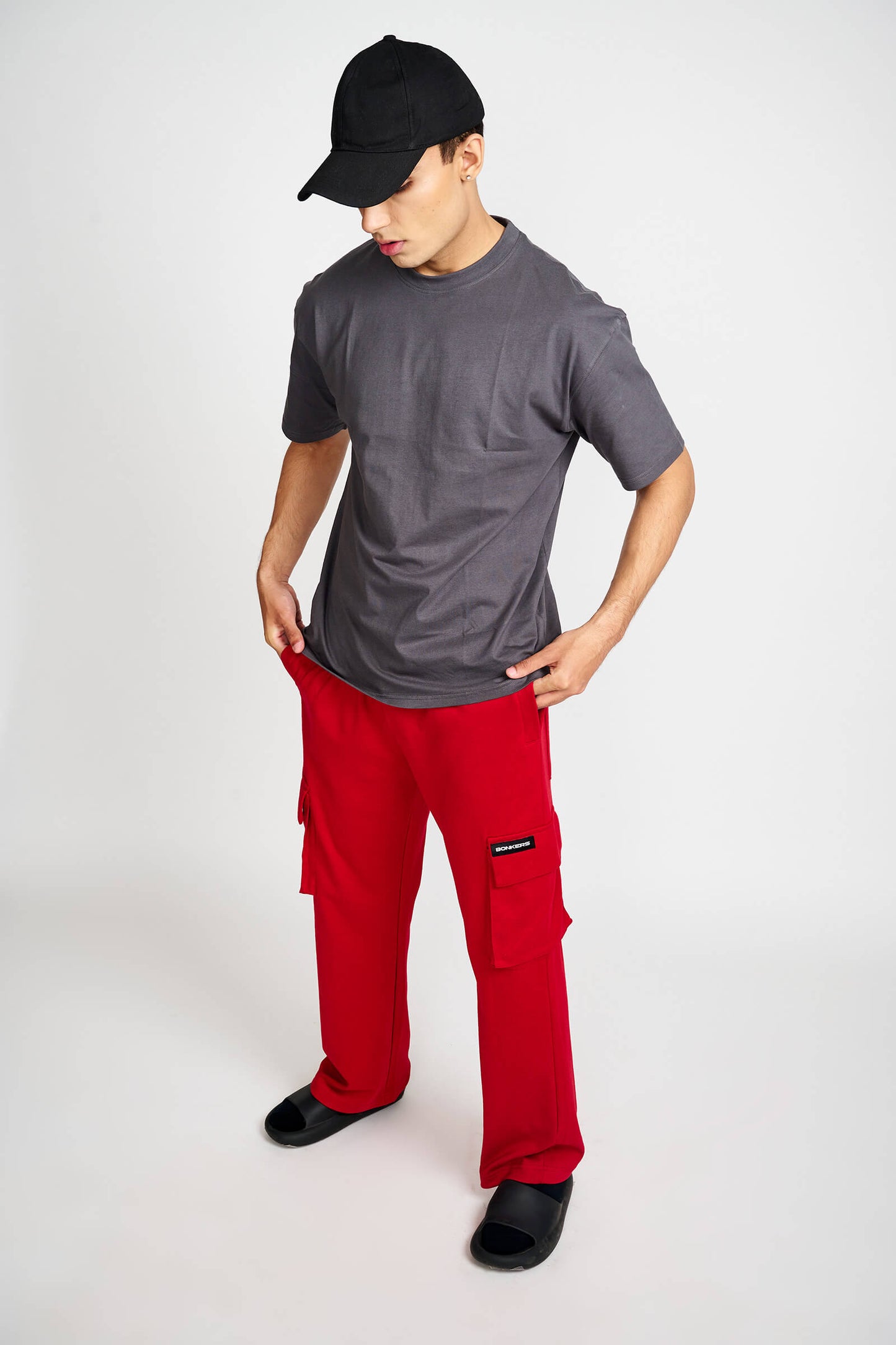 Maroon Utility Straight Fit Pants