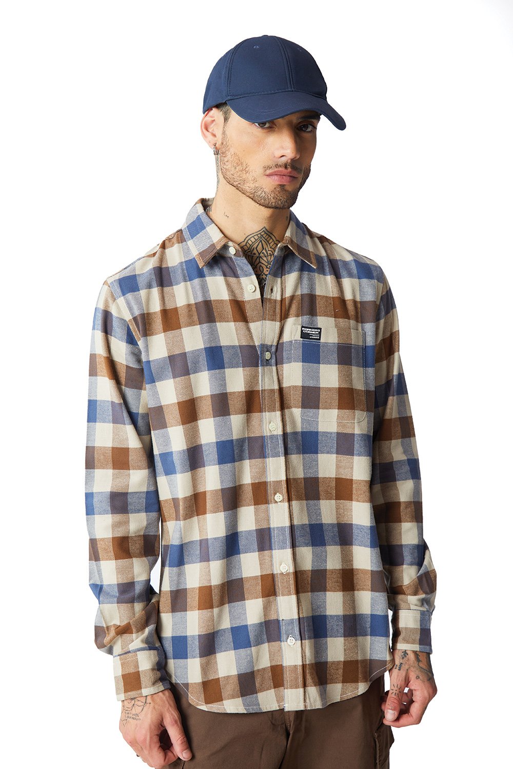 Midnight Tan Plaid Regular Fit Shirt