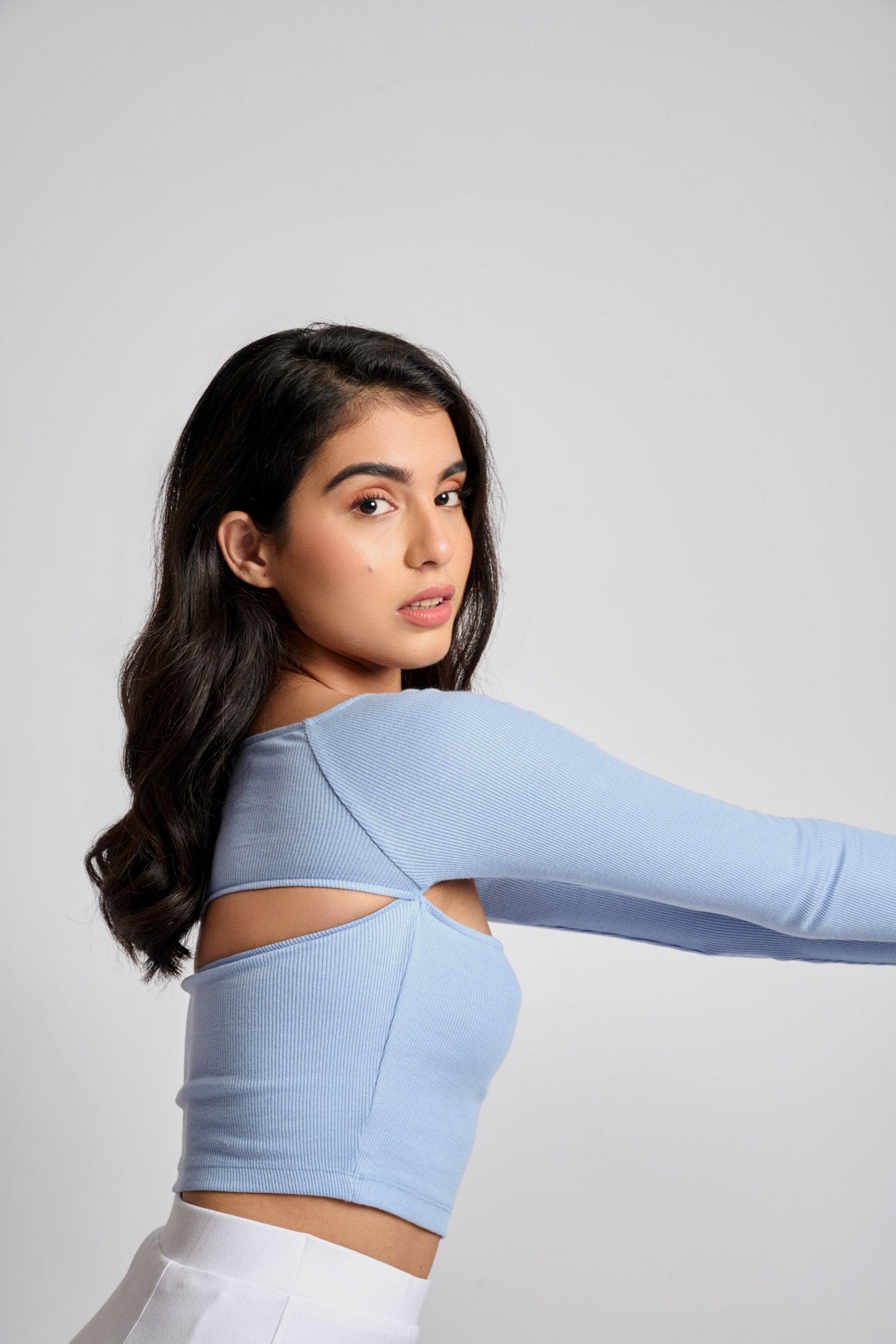 Powder Blue Square Neck Crop Top